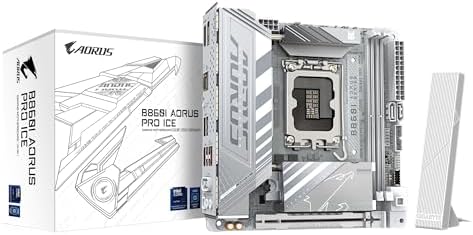GIGABYTE B860I AORUS PRO ICE Intel Core Ultra (Series 2) LGA 1851 Motherboard, Mini-ITX, DDR5, 2X M.2, PCIe 5.0, Thunderbolt 4, WIFI7, 2.5GbE LAN, EZ-Latch