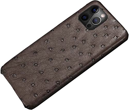 Funda iPhone 14 Pro Max a prueba de golpes cuero avestruz con protector