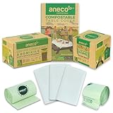 ANECO 100% Compostable 3 Gal (100 count) & 13 Gal (35 count) Trash Bags & White Rectangle Table Cover (3 count)