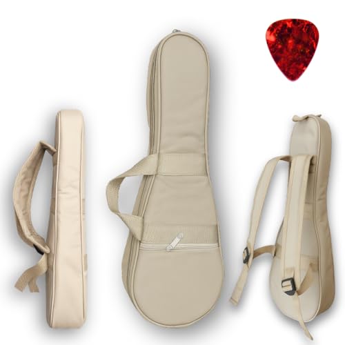 Capa Bag Mochila Case Luxo para Ukulele Soprano Acolchoada Almofadada Espumada Forrada com Enchimento Revestida Impermeável com Alças nas Costas e Bolso – Proteção Premium
