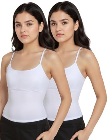 DChica Essentials Padded Camisole Starter Bra for Young Girls, Sleeveless Undershirts Cami Vest with Adjustable Straps, Cotton Camisole Tank Top/Innerwear for Girls