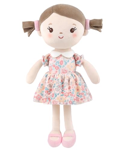 GAGAKU Bonecas pano para meninas 30 cm tecido macio anjo guardião presente de batismo para menina com asas de peluche amuleto da sorte para meninos de 1-6 anos - menina cereja (flor rosa)