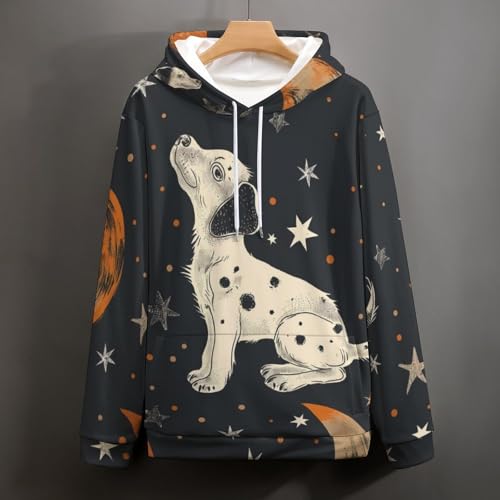 Chien étoile lune sweat à capuche imprimé graphique pullover S