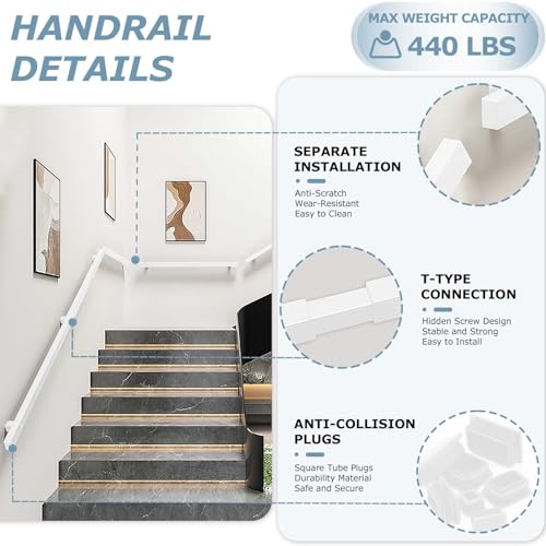 Rampe d'escalier extérieur et intérieur 540cm avec support mural