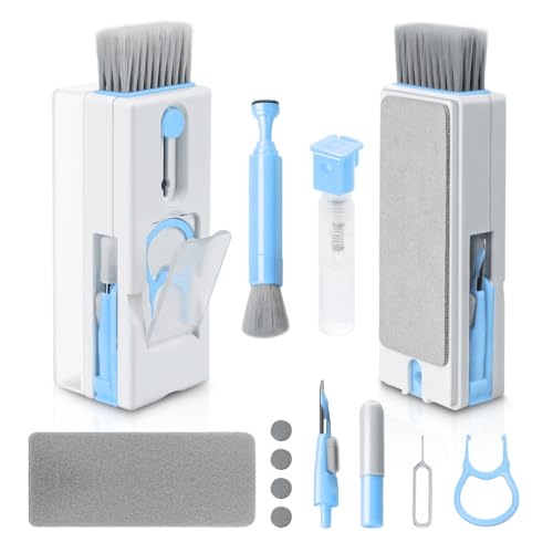 Alyvisun Tastatur Reinigungsset, 11 in 1 Laptop Kopfhörer Reinigungsset, Multifunktional Keyboard Cleaner Tastaturreiniger mit Bürste, für Tablet, Handy, Computer, Blau