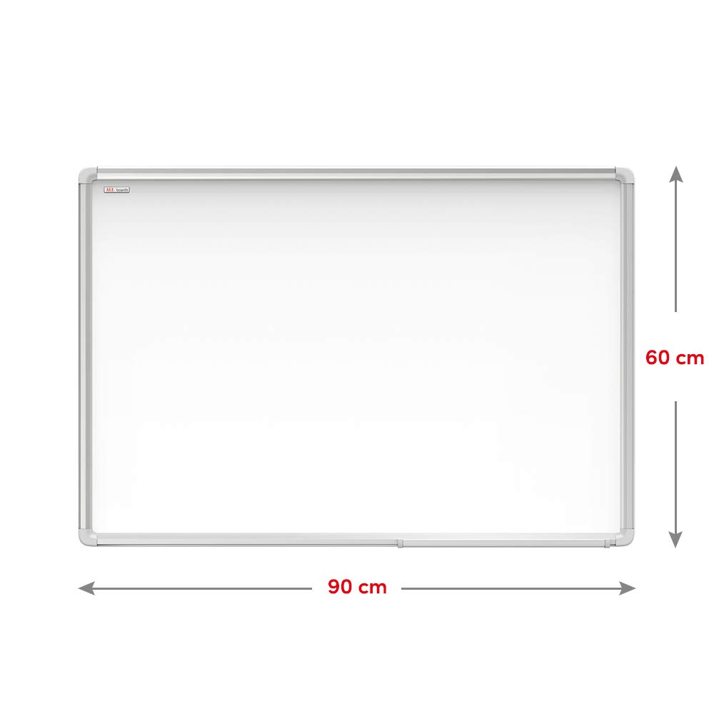 ALLboards Lavagna Bianca Magnetica con Cornice in Alluminio EXPO 90x60cm Scrivibile e Cancellabile a Secco, a Parete