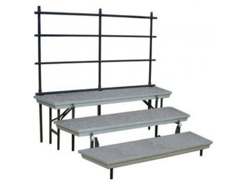 National Public Seating TPR72 Trans-Port Tapered Choir Riser with NPS GRTPR Guard Rail