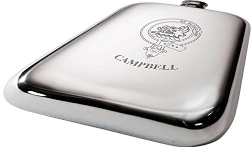 Flacon de hanche Campbell 6oz étain véritable petit format de poche écossais - 4