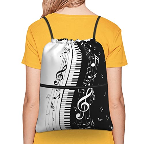 Famame Piano Keys Music Note Drawstring Backpack String Bag Sackpack For Gym Shopping Beach Sport Yoga4