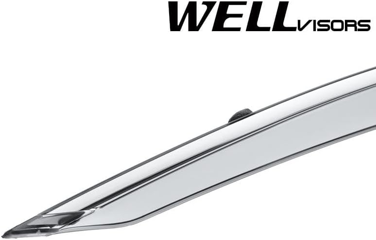 WellVisors Window Visors Wind Deflectors Compatible with Honda Civic Coupe 2016-2020 with Chrome Trim Rain Guards 3-847HD042