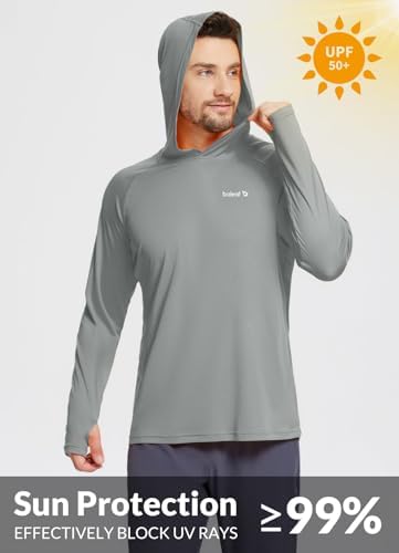 baleaf Men's Sun Protection Hoodie Shirt UPF 50+ Long Sleeve UV SPF T-Shirts Rash Guard Fishing Swimming Lightweight