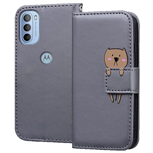 Motorola Moto G31 ケース手帳型 Motorola Moto G41 手帳型ケース Gedurya Moto G31 保護ケース 人気 動物 パターン Moto G41 多機能携帯保護カバー 便利なマグネット式 moto g31 ケース 肌感レザー 高質感 moto g41 ケース 落下防止TPU 全面保護 (Motorola Moto G31 / G41 6.4 インチ対応), 灰色のクマ