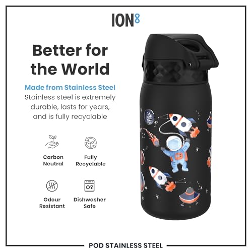 Ion8 Kid's Stainless Steel Leakproof Water Bottle - 14 oz/400 ml - Space