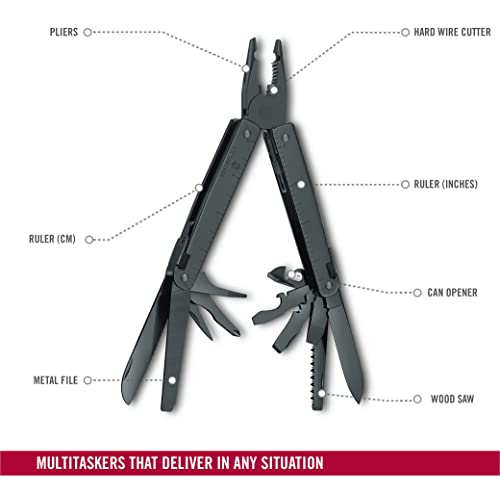 Victorinox Swiss Tool BS, 24 Function Swiss Made MultiTool with 2 Blades (Large and Serrated), 5 Screwdrivers, Pliers and Chisel - Black - Image 6