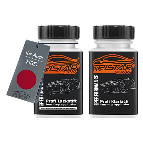 TRISTARcolor Pintura automotriz Set de lápices de retoque para Audi H3D Marsalarot Pintura base pintura transparente, 50 ml cada uno
