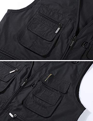 Gihuo Men's Summer Outdoor Work Safari Fishing Travel Photo Vest With Pockets (Black, X-Large) #TOP2