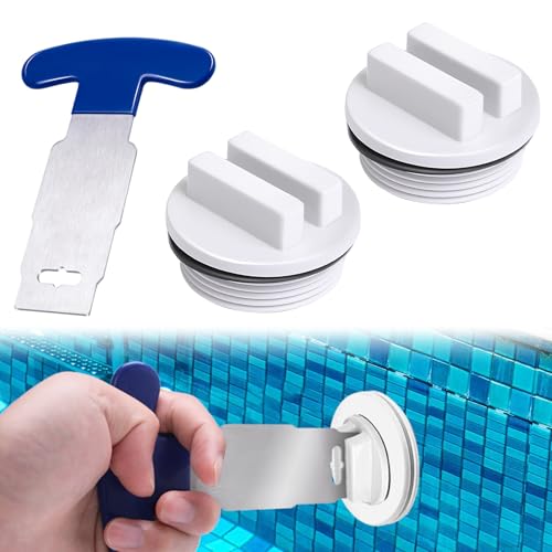 Vizava 2pk 1.5' Threaded Pool Plug with 1pk T Wrench 1 1/2 Inch Pool Jet Spa Return Line Winter Plug Sp1022c with O-Ring for Winter Pool Compatible for Hayward,Pentair,Sta-Rite Pool Filter Darin Plug