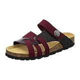  AFS-Schuhe 2120 Damen Sandalen Sommer mit Fussbett, offene Sandaletten aus Ledermit Klett, Made in Germany (37 EU, rot/Beere-Crocco)