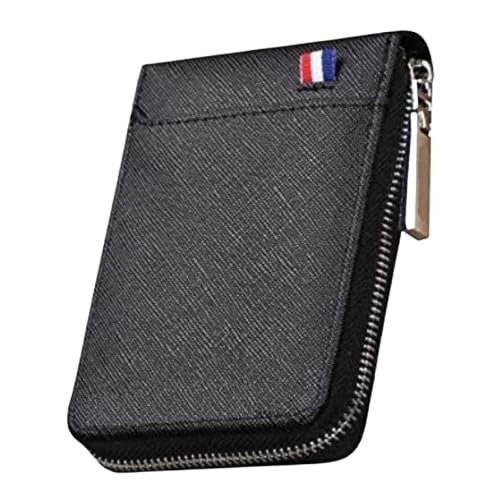 Image of RFID Blocking Zipper Card Holder Wallet with Large Capacity Accordion Slots Credit Debit Card Organizer for Men (Black)