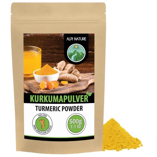 Alpi Nature Kurkuma Pulver 500g Kurkuma Wurzel gemahlen Kurkumapulver zum Kochen und für Goldene Milch