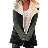  SHE.White Fleecejacke Damen Patchwork Sweatjacke Teddy Fleece Winter Outdoor Mantel mit Tasche Zip Button Down Gefüttert Übergangsjacke Revers Pullover Freizeit Herbst Langarm Warmes Sweatshirt