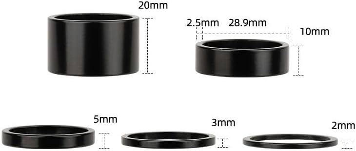 Bicycle Headset Spacer 2 3 5 10 20mm Aluminum Washer for 1-1/8 28.6mm Steerer Tube Road Fork Stem Height Adjust Ring for Bikes(28.6 H40mm P5)