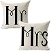 All Smiles Cotton linen Mr Mrs Home Decor Throw Pillow Case Cushion Covers Pillowcase for Couples Wedding Decorative Square Couch sofa 18x18,Set of 2