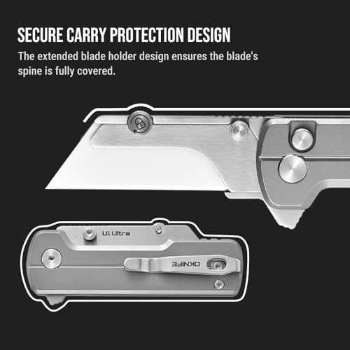 Image of OKNIFE U1 Ultra Titanium Pocket Folding Utility Knife, Ceramic Blade