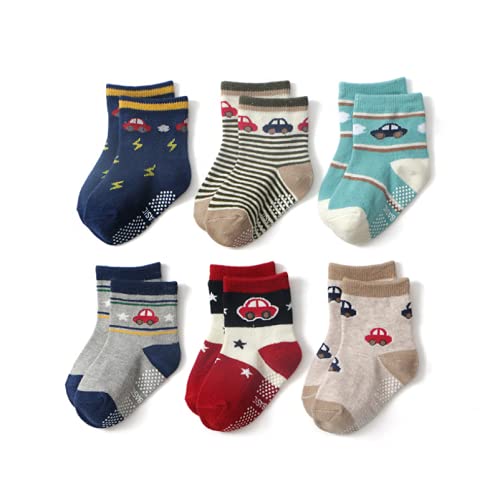 Image of ADBUCKS Boy's & Girl Cotton Regular Baby Socks Knitted Cartoon Grip Kids Anti Slip Unisex Baby Socks (Set Of 4)