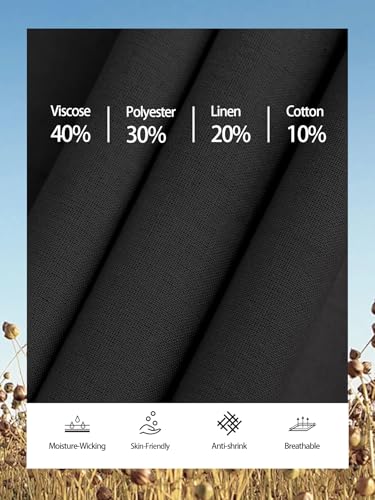 Mens Linen Pants Casual Linen Dress Pants Drawstring Summer Beach Lightweight Trousers with 4 Pockets4