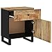 QZZCED Industrial Bedside Cabinet with Drawer, Solid Mango Wood Nightstand for Bedroom Storage and Decor