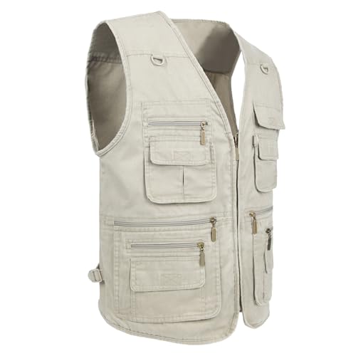 Image of Men's Stone Washed Denim Multi-pocketed Fishing Work Outerwear Vest