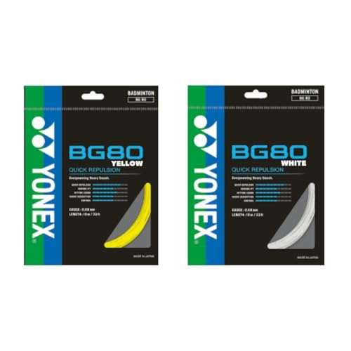 YONEX BG80 Badminton String (Yellow/White)
