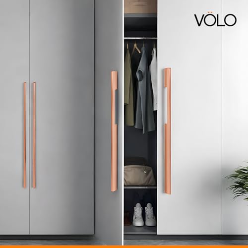 Image of VOLO Wardrobe and Cabinet Pull Handle - Versatile Handles for Wardrobes, Drawers, Sliding Closets, and Doors in Kitchens, Offices, and Bedrooms (SAC-35) (Rose Gold, 450MM (18 Inch)) Pack of 1
