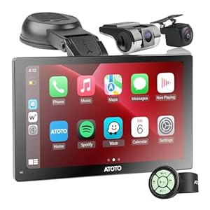 ATOTO 7inch QLED Portable Car Stereo GPS Navigation, Wireless CarPlay & Android Auto Screen with 1080P Backup Camera & Dash Cam, Glare-Suppressing, Remote Control, Bluetooth, AUX/FM, P507SD-S31