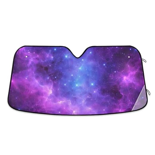 senya Car Windshield Sun Shade Universe Galaxy Nebula Space Blocks UV Rays Sun Visor Protector Accordion Folding Auto Sunshade for Car Truck SUV 55x28inch