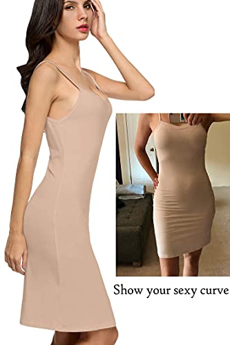 Avidlove Full Slip For Women Under Dress Cotton Blend V Neck Straight Dress Nightwear (Nude,L #TOP1