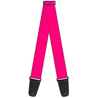 Buckle-down Sangle de guitare – Rose Fluo Imprimé – 5,1 cm de large – 29–137,2 cm de long - Les Beatles, Paul McCartney, John Lennon, RIngo Starr, George Harrison