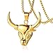 Produktbild Anhänger Halskette Schmuck Herren Golden Bull Head Charm Halskette Goldener Edelstahl Animal Bull Anhänger Halskette Schmuck
