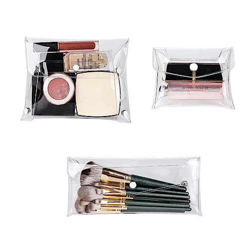 Mini Pvc Makeup Bag Small Clear Plastic Cosmetic Organizer Bag Pouch With Snap Closure For Vacation Travel, Bathroom Organizing(3Pcs) #TOP20