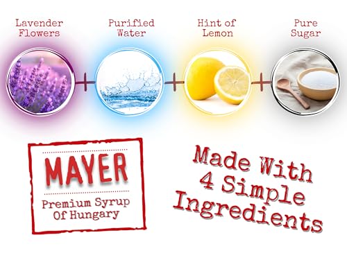 Image of Mayer Lavender Syrup - Pure Lavender Syrup, Award-Winning, Only Real Lavender Flowers and 3 Natural Ingredients, Vegan, Gluten Free, Perfect for Coffee, Cocktails, Lemonades, Desserts - No Added Colors or Flavors (1 Pack)
