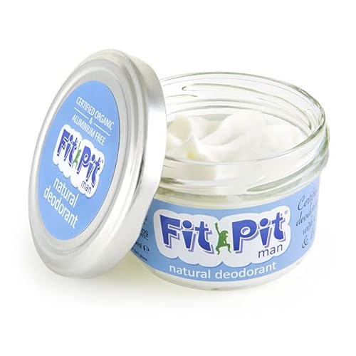 Fit Pit Man Natural Deodorant 100ml – Certified Organic & Aluminium-Free – Plastic-Free, Vegan, Cruelty-Free Cream Deodorant – Long-Lasting Protection with Cypress & Bergamot