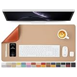 Dual Sided Leather Desk Mat - Waterproof Desk Pad for Office and Home - Desk Organization and Access
