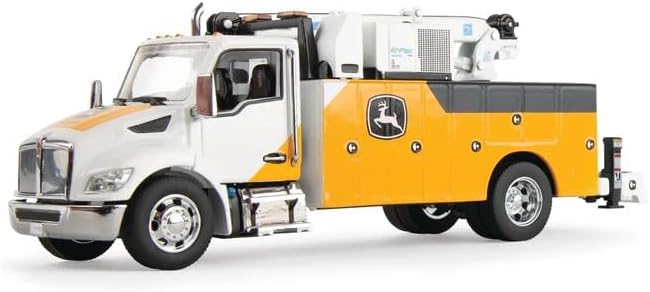 ERTL Prestige Collection 1/50 John Deere Construction Kenworth Service Truck – Die-Cast Replica with Steerable Wheels, Opening Hood, Detailed Interior & Movable Crane