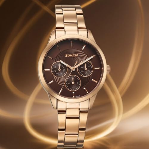 Image of Sonata Festive 2.0 Quartz Brown Round Dial Women's Watch | Stainless Steel Strap Material | Watches for Women Analog - 87113WM02