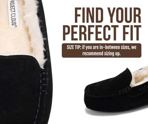 Image of Project Cloud 100% Genuine Leather Slippers for Women - Fur Lined Outdoor Slippers for Women Footwear with Memory Foam - Stylish Womens Moccasin (Cathi)