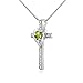 Sterling Silver Peridot Cross Heart Pendant Necklace for Girls, Teens or Women