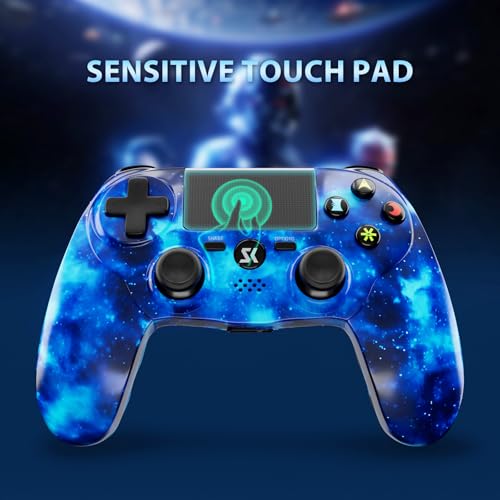 Image of Kujian Wireless Controller for PS4, 2 Pack Controller Compatible with Playstation 4 /Pro /Slim /PC Remote Control, Double Vibration, Touch Pad, Six-axis Motion Sensor, Stereo Headphone Jack(Blue & Red)