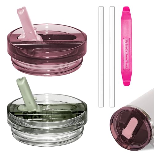 Upgraded 2 Pack 30 OZ Flip Straw Lid for Stanley Quencher ProTour Leak Proof Lid Replacement for Stanley H2.0 Quencher No Spill Detachable Tumbler Cup Lids Stanley Cup Accessories