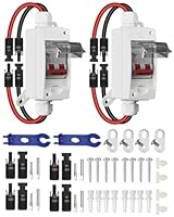 CNLonQcom 2 Stück DC Trennschalter PV Anlage 32A 500V Sicherungsautomat 2polig IP65 Wasserdicht mit Kabel und Haken für Solarmodule Einspeisesteckdose Balkonkraftwerk